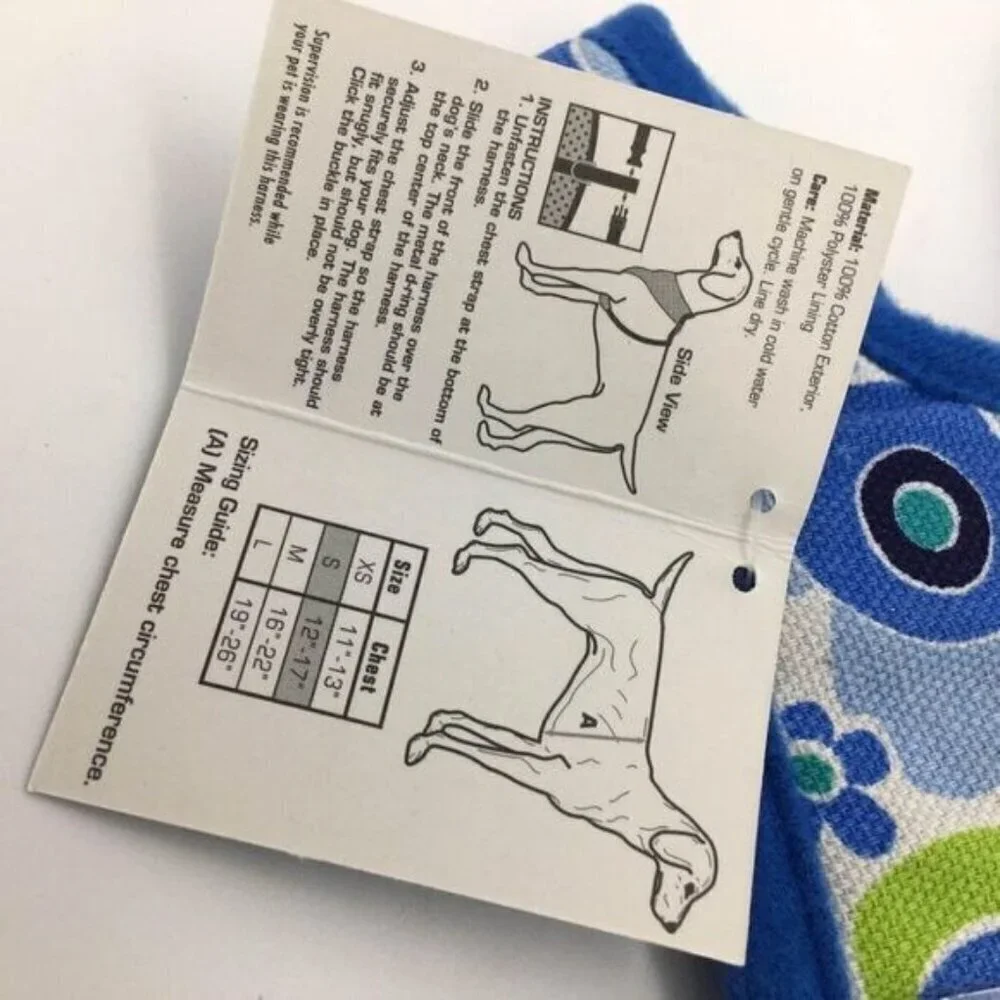 Dog Harness Casual Canine Mod Print Pet Collar Size Small 12”-17” NEW